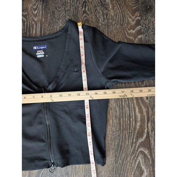 NWOT Champion Cropped Ribbed Zip Up Jacket Top Vneck Sz S 176 - Picture 4 of 6